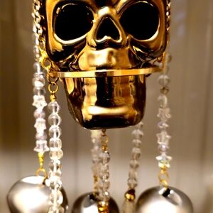 Gold Skull Pendant with Silver Accents
